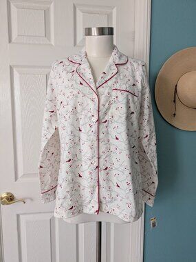 Charter Club NWT Red Cardinal Cotton Stretch Pajama Lounge Top Size PM